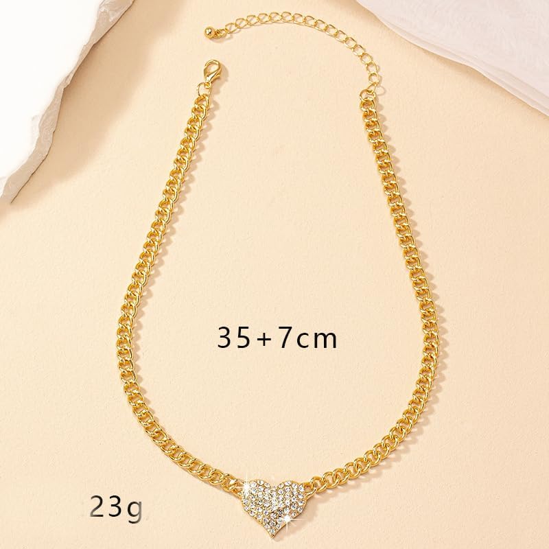 Sora Tuki Heart Necklaces for Women Heart Choker Cuban Link Chain Chunky Necklace Statement Necklace Chunky Jewelry - Image 4