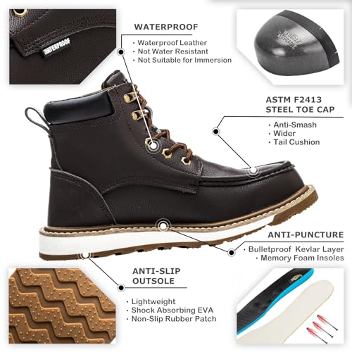 Kelodon 923-DR BROWN-42 Waterproof Steel Toe Boots thumb #1