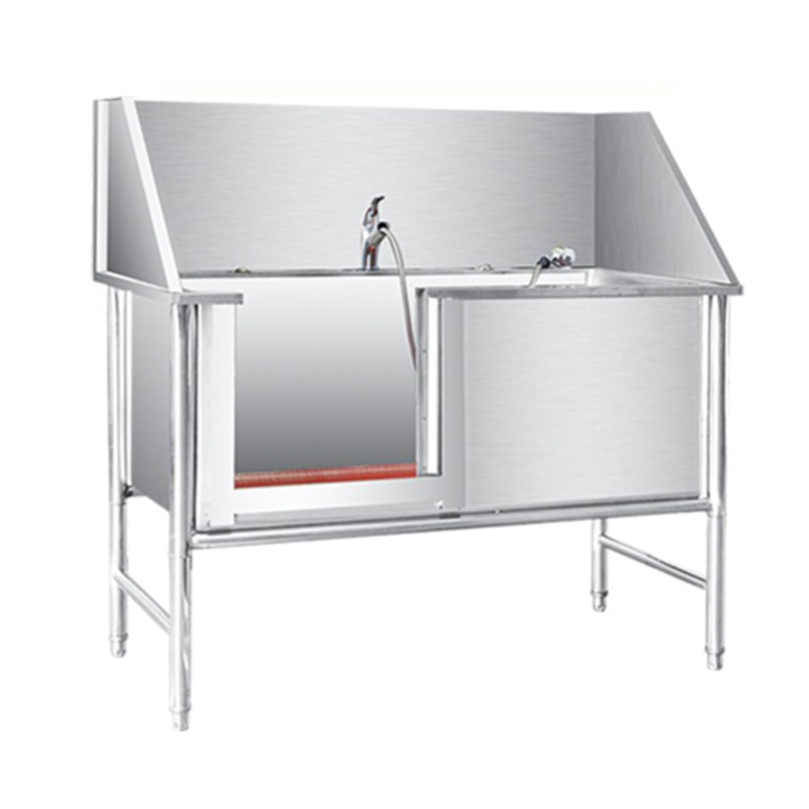 Bañera para Perros,bañera Profesional de Acero Inoxidable,Bañera Peluquería Canina,Bañera de Acero Inoxidable para Mascota,Estación de baño para Perros,con Ducha Pet Bath Tub Dog Grooming(40in/100cm,D