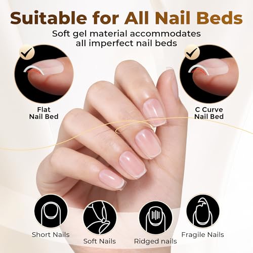 Image of UNA GELLA Extra Short Coffin Nails Tips: 504pcs Pre-etched XS Short Nails, 12 Sizes Clear Coffin Press on Nails Full Cover Gel Tips Acrylic False Fake Nails Extension DIY Salon