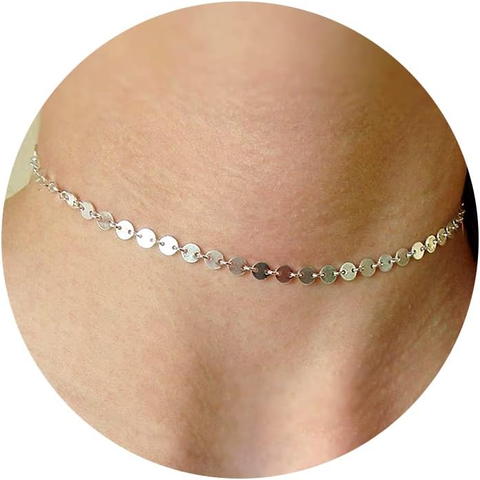 CHESKY 14k Gold Plated/Silver Plated Dainty Necklace for Women, Trendy Satellite Choker Necklace Thin Beaded Layered Choker Necklaces Discs Paperclip Chain Necklaces Womens Simple Jewelry