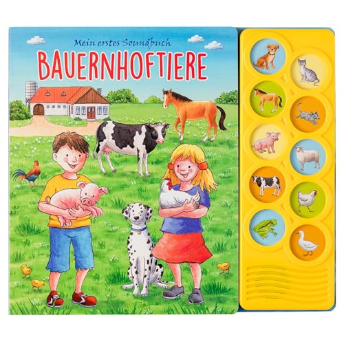 Bauernhoftiere - Interaktives Pappbilderbuch mit 10 lustigen Geräuschen für Kinder ab 3 Jahren