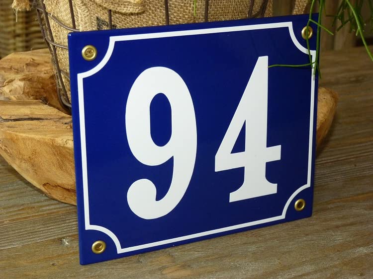 Numéro de maison émail 18x15 cm bleu n ° 94 décoration entrée