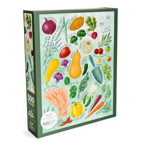 in The Garden Puzzle – 500 Piece Jigsaw Puzzle for Gardeners, Featuring Hand-Painted Vegetables, Herbs and Gardening Tools – Vibrant Art Puzzle with Squash, Peppers, Tomatoes and More by 1Canoe2