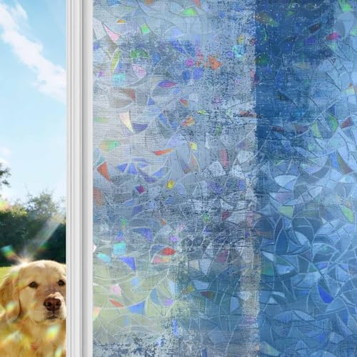 Película para ventana con diseño arcoíris y arte abstracto gris miniatura 1