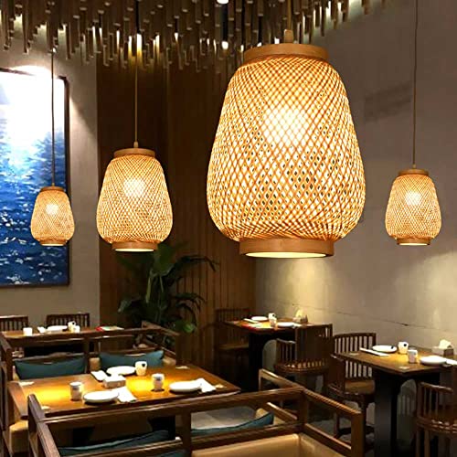 Lanterne rétro japonaise suspension style rustique lampe osier E27
