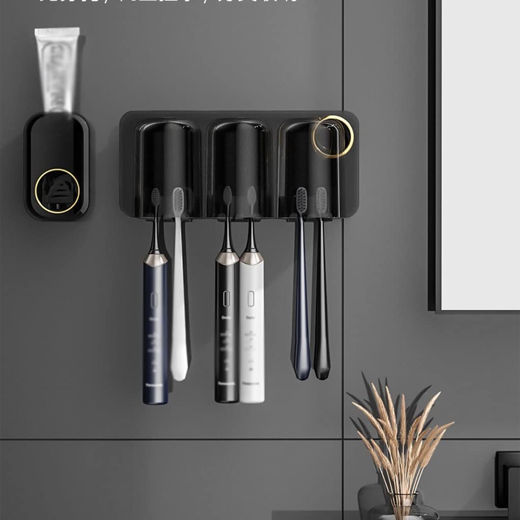 Estante para Cepillos de Dientes 2 Pezzi Supporto for spazzolino a Parete Porta da Dono spazzolino da Denti con bocchettiere Kit di spremitura Automatica del distributore di dentifricio(C)