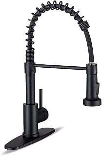 WEWE Matte Black Kitchen Faucet with Pull Down Sprayer - Stainless Steel Single Handle for Kitchen, Laundry, RV & Utility Sinks