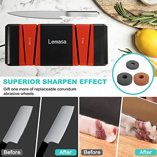 Electric Knife Sharpeners For Kitchen Knives, 15 Degree Bevel Angle, 2 Level Wide Slot, 4-In-1 Kitchen Knife Accessories For Scissors, Kitchen Knife Sharpener. Black&Red. #TOP2