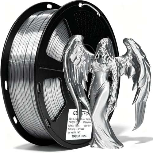 PLA Filament 1.75mm Silk, GEEETECH 3D Printer PLA Filament,1.75mm,1kg per Spool,Silk Silver