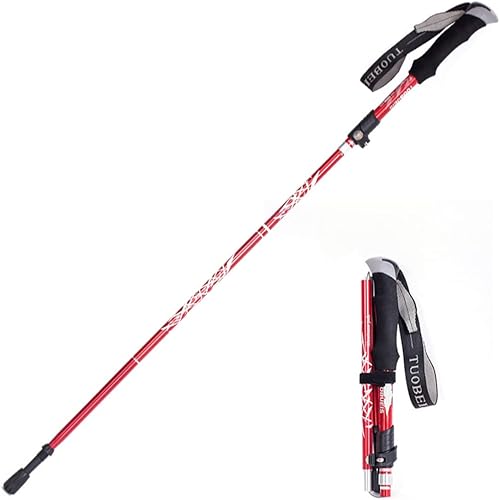 Prácticos postes de senderismo plegables para hombres y mujeres plegables ultraligeros longitud ajustable 5 secciones fácil de montar mango de EVA