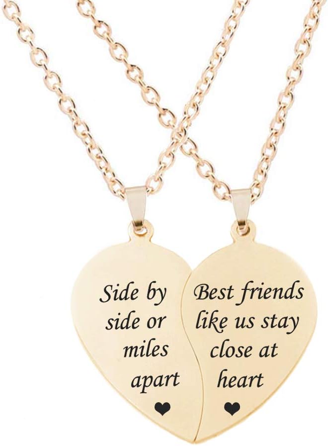 MJartoria BFF Necklace for 2-Valentines Heart Matching Necklace Best Friends Pendant Friendship Necklace Set of 2 Birthday Gifts