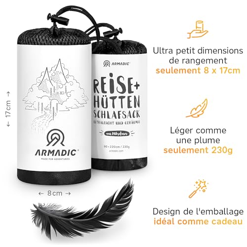 Sac de couchage Nomadic - Très léger, fin et compact Sac de couchage - Ultra léger, mince, petit - Idéal pour les auberges et les chalets de montagne – Image 4