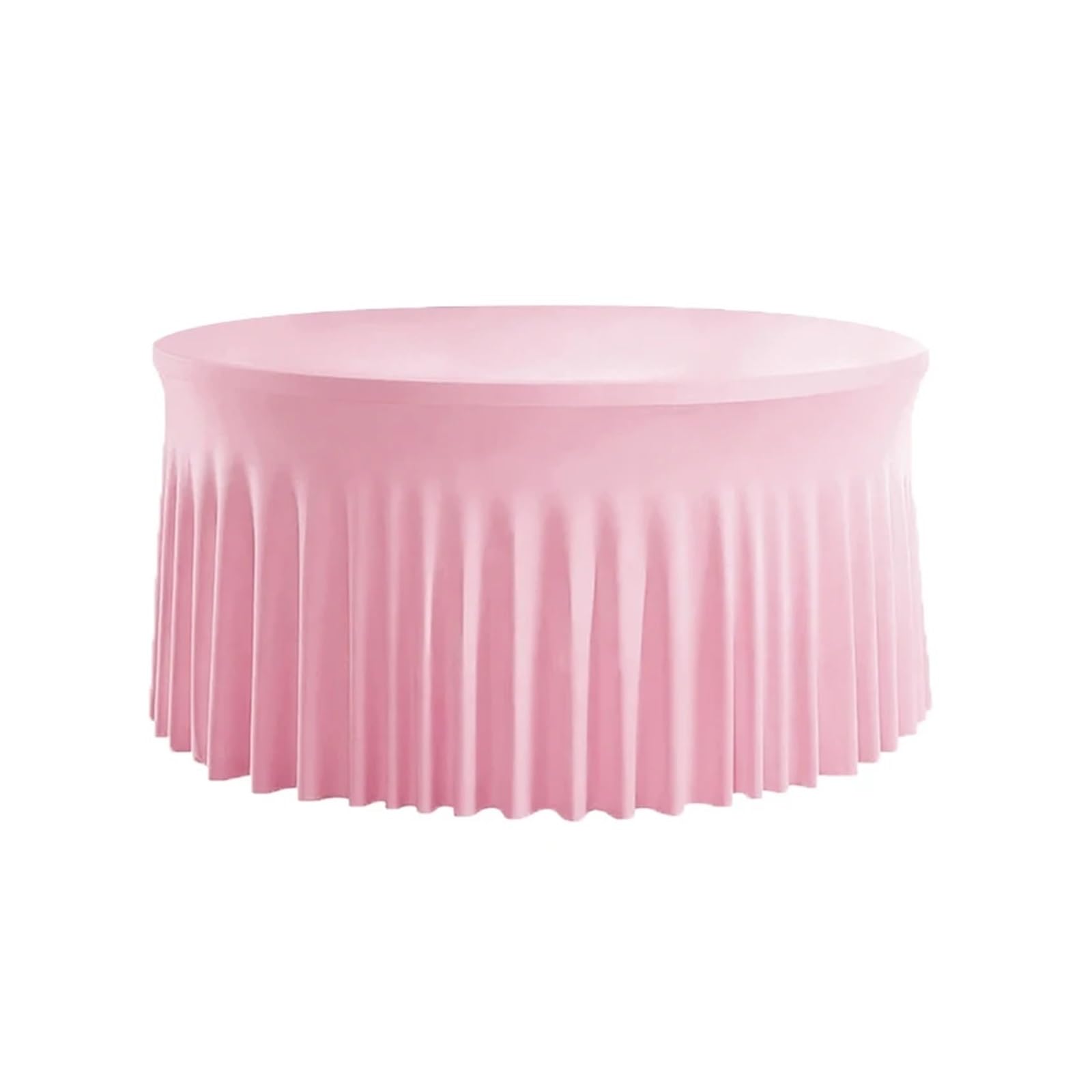 XUCZHAI Pleated Wave Spandex Round Tablecloth Elastic Skirted Cover for Banquet Wedding Stain-Resistant For Banquets, Wedding, Parties(Pink,6FT 183.0CM ROUND)