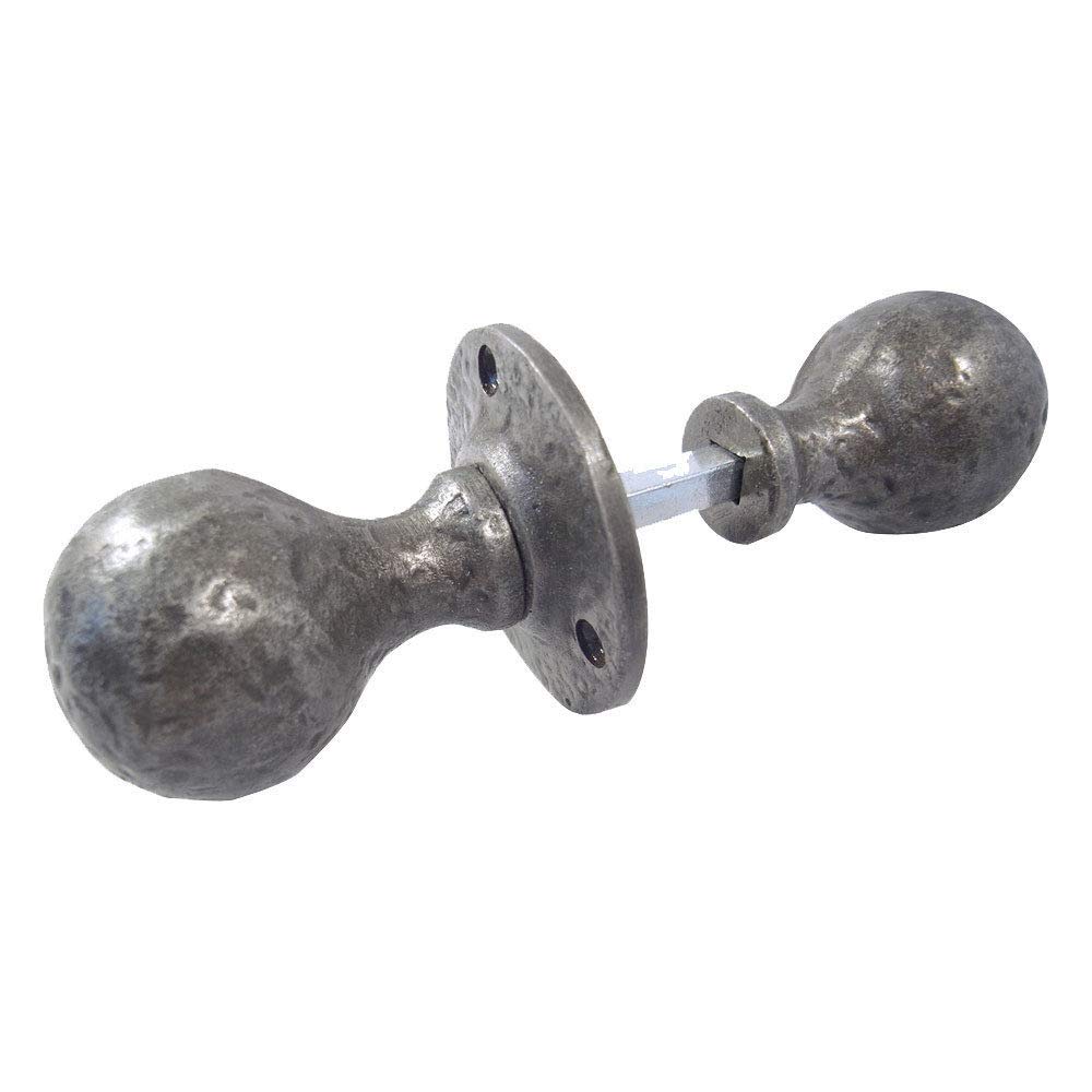 Euroart Rose 46/50Mm Dia Handforged Pewter Mortice/Rim Door Knob Set Round Ball Shape Handle (Pewter Rim Knob)
