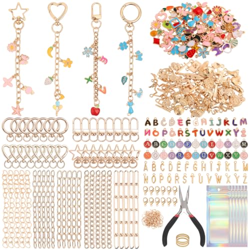 Modacraft 475 Pcs Gold Charms Lip Gloss Keychain Making Kit with Tool
