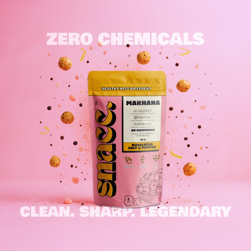Image of Snacc Himalayan Salt & Pepper Makhana, Spicy Roasted Fox Nuts, Protein Rich, Gluten Free, MSG Free, Zero Trans Fat, Zero Sugar, Low Calorie (Pack of 2, Salt & Pepper)