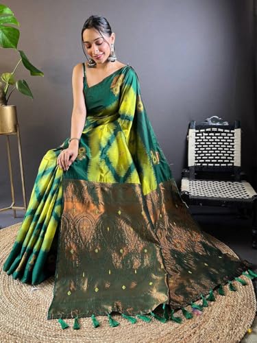 Image of SGF11 Women's Kanjivaram Pure Soft Silk Saree With Unstitched Blouse Piece