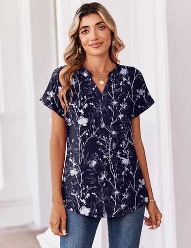 Image of Zeagoo Womens Tops Short Sleeve Summer V Neck Shirts Work Blouses Business Outfits Fashion Clothing