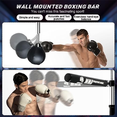 Image of INNOLIFE Wall Mount Boxing Bar MMA Boxing Speed Trainer Boxing Reflex Bar Boxing Equipment Boxing Spinning Bar with Punching Ball for Gym Home