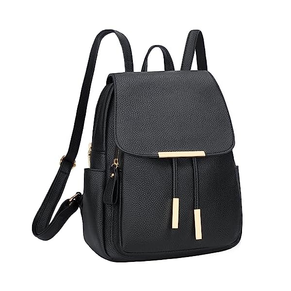 KKXIU Trendy Leather Backpack Purse for Women and Ladies Shoulder Travel Daypacks Bags (A-Black)