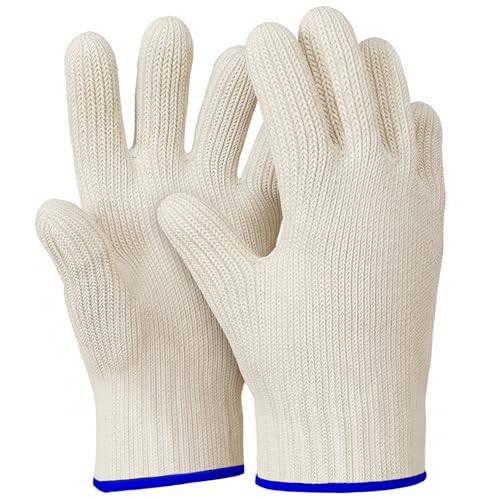 Heat Resistant Gloves for Cooking & Grilling – Aramid Oven Mitts Gloves with Fingers, Short-Term Hand Protection up to 932°F and Secure Grip for Baking, Fryer, and BBQ