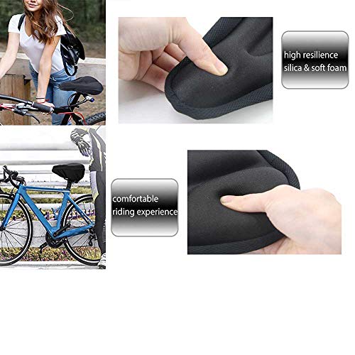 Karetto Gel Bike Seat Cover Narrow Exercise Bicycle seat Cushion Cover Bicycle Saddle Pad with Water&Dust Resistant Cover Reflective Band Bandanas for Cycling