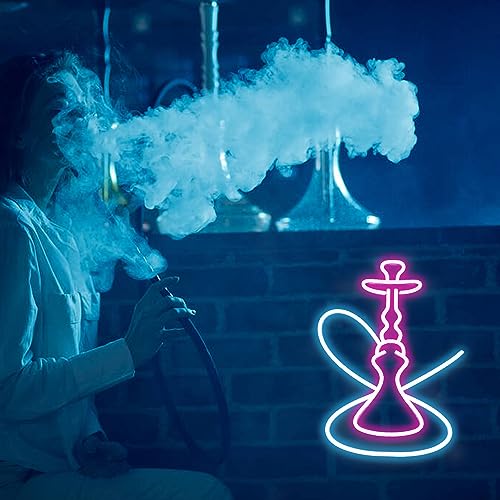 Image of Neon Sign Pink Blue LED Neon Sign for Wall Decor Neon Light Sign Dimmable USB Neon Signs for Shop Bar Pub Man Cave Home Wall Decor Aesthetic Room Decor(16.5 * 12.6 inch)
