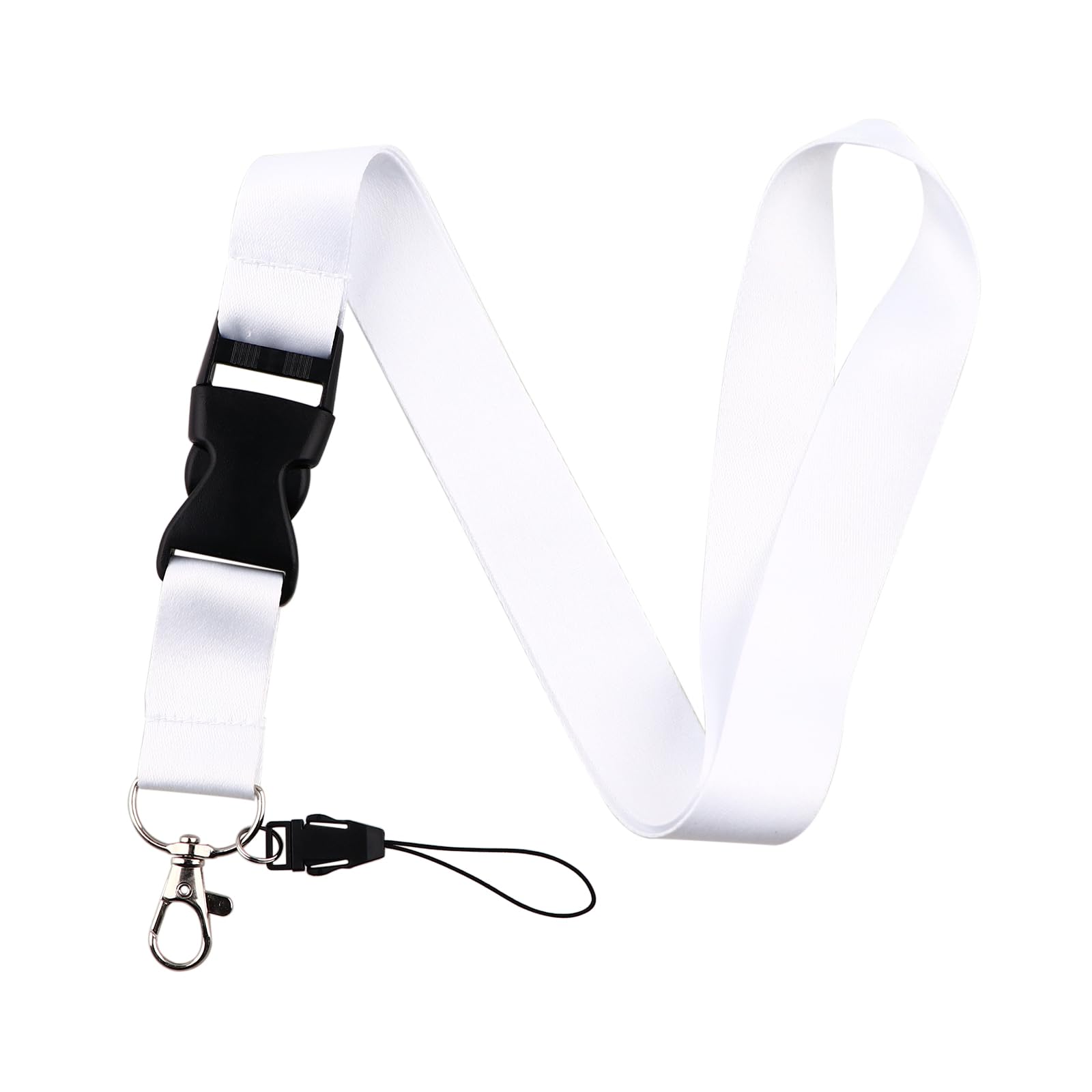 BKBKAAK White Neck Lanyard for Keys, Keychain Strap Lanyard for ID Card Badges Holder with Buckle, Teacher Men Women Long Breakaway Lanyards for