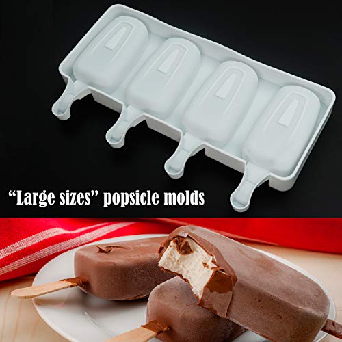 Moldes de picolé SAKOLLA (conjunto com 2), moldes de silicone para picolé grandes, 4 cavidades, ovai