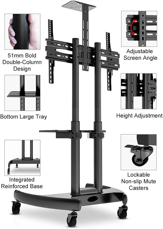 Soporte Móvil para TV con Altura Ajustable y Base Estable miniatura 3