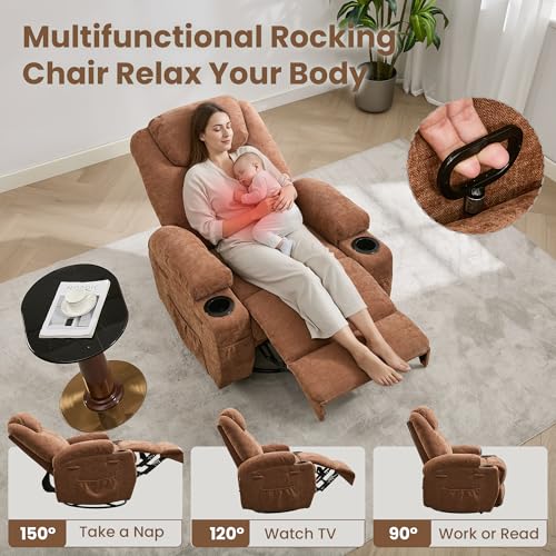 Sillón reclinable moderno marrón con giro 360 miniatura 4