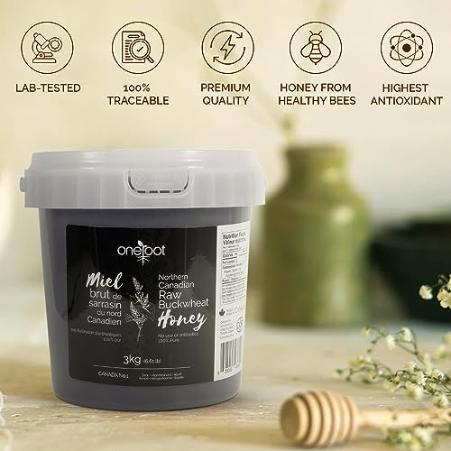 OneRoot Raw Buckwheat Honey - 3kg / 6.6lb, Unheated, Unfiltered and Unprocessed Natural Dark Honey, Rich in Antioxidants Pure Buckwheat Honey OneRoot Raw Buckwheat Honey - 3kg / 6.6lb, Unheated, Unfiltered and Unprocessed Natural Dark Honey, Rich in Antioxidants Pure Buckwheat Honey