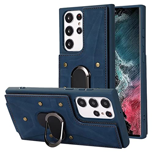 Housse Samsung S21 bleu avec anneau support pour regarder vos vidéos