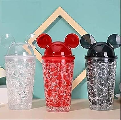 MDEX Mickey Mouse Sipper Bottle - 450ml Plastic Gel Freezer Cup