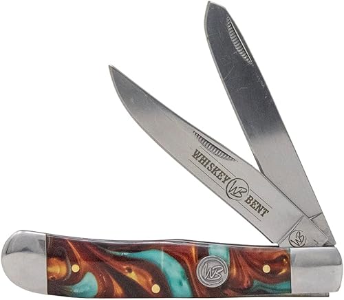 WHISKEY BENT HAT CO. Navaja de bolsillo plegable tradicional Trapper de 4.125 pulgadas, longitud cerrada, cuchillas de acero inoxidable 440C (cañón