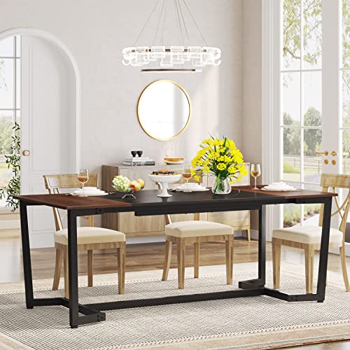 Tribesigns Dining Table For 6, Industrial Kitchen Table Dining Room Table, 71 Inch Rectangular Dining Table For Kitchen Home Furniture, Metal Frame, Rustic Brown & Black #TOP4