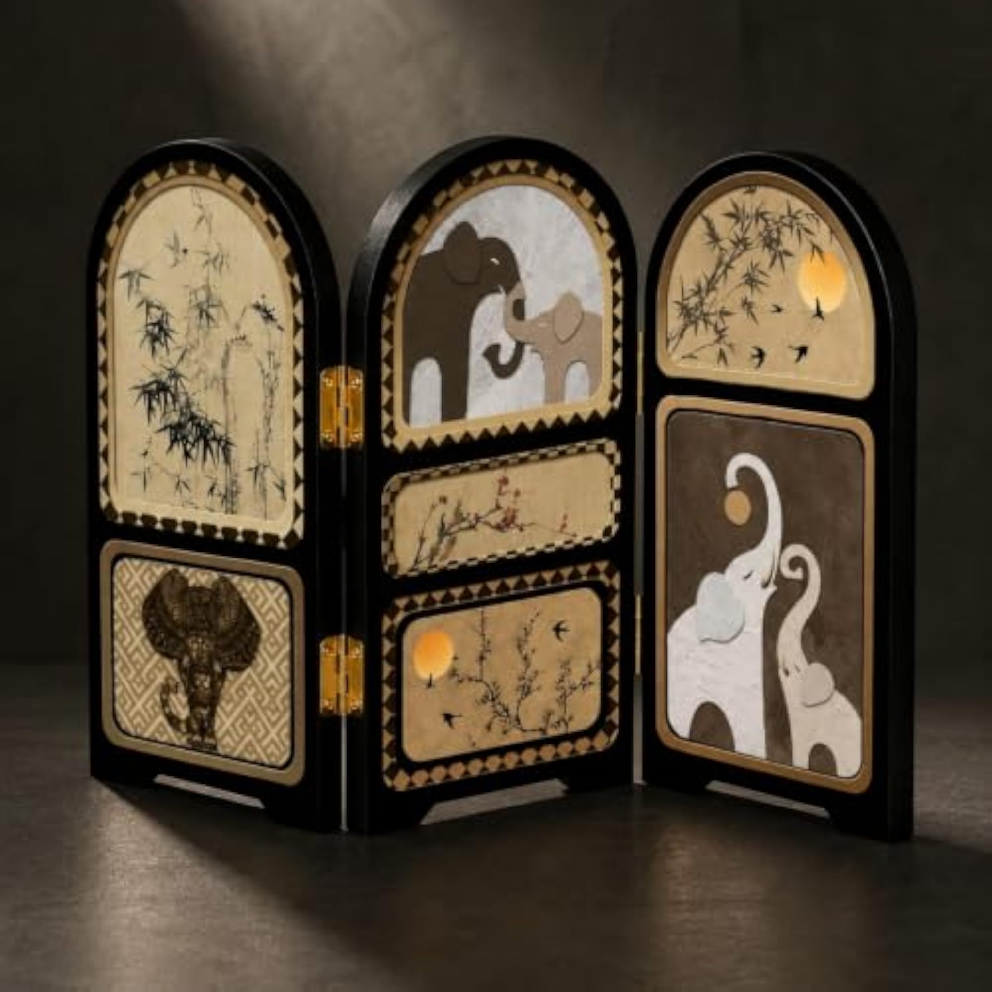 Foldable Tabletop Divider, Compact 3-Panel Decorative Screen