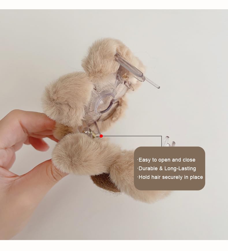 Pinza para cabello con diseño de flor beige miniatura 5