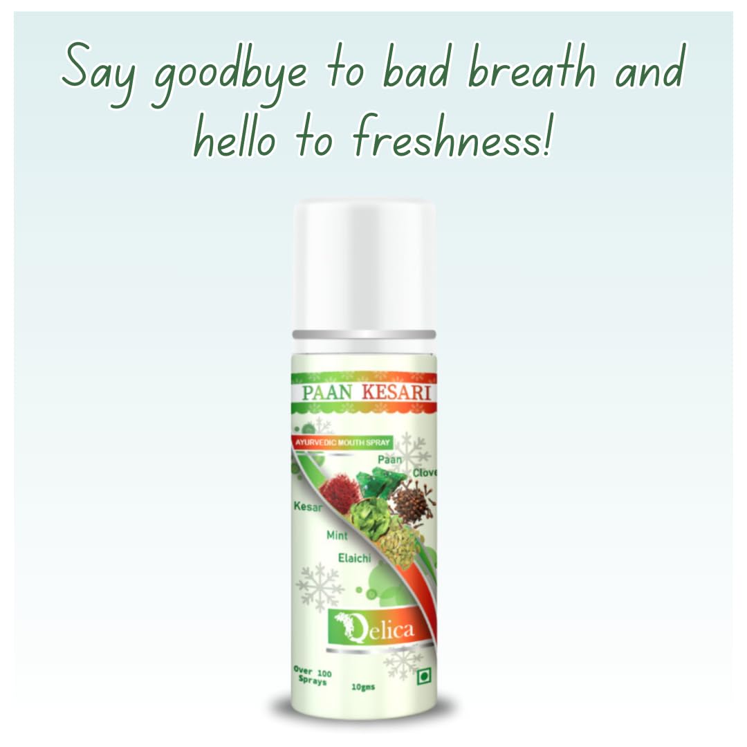 Qelica Paan Kesari Ayurvedic Mouth Spray for Oral Hygiene Fresh Breath 100+ Spray for Men and Women Long Lasting, Pocket Friendly Pure & Natural 3