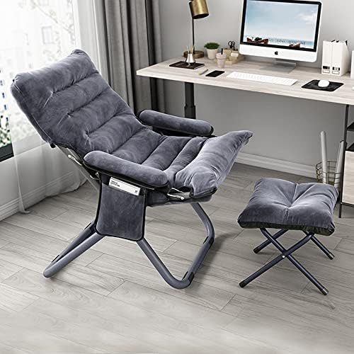 Modern Lazy Chair with Ottoman, Folding Lounge Reclining