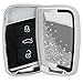 Produktbild kwmobile Autoschlüssel Hülle kompatibel mit VW 3-Tasten Autoschlüssel (nur Keyless Go) - TPU Schutzhülle Schlüsselhülle Cover Schneekugel Sterne Silber Metallic Silber