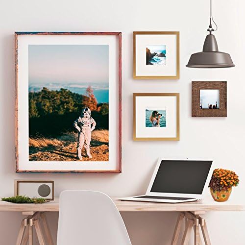 Tiny Mighty Frames - Metal, Square Instagram Photo Frame, 8x8 (4x4 Matted) (1, Gold)