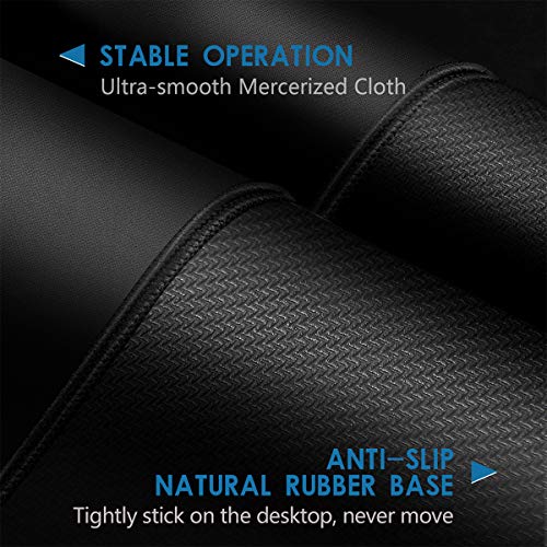 3 Mouse Pad Stitched Edges Premium-Textured Large Mouse Pads Mat Natural Non-Slip Rubber Base Mousepad for Laptop, Computer & PC, 11 x 8.7 inches, Black