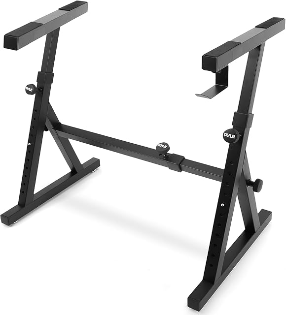 Support de clavier pliant de poids lourd - Construction robuste renforcée Z avec largeur réglable & Hauteur, Armes rembourrées en mousse, Support numérique pour piano, Convient 54-88 Pianos électriques à clés & Utilisé pour les voyages & Stockage