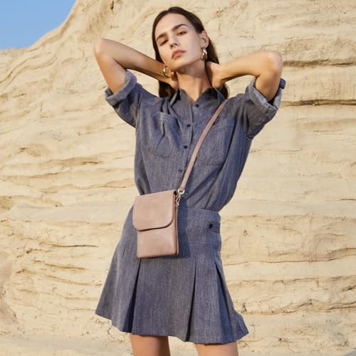 Image of BOSTANTEN Vegan Leather Small Crossbody Bags for Women Designer Cell Phone Bag Wallet Purses Adjustable Strap, A-08-pale Brown, Small, Cross Body Bag Women