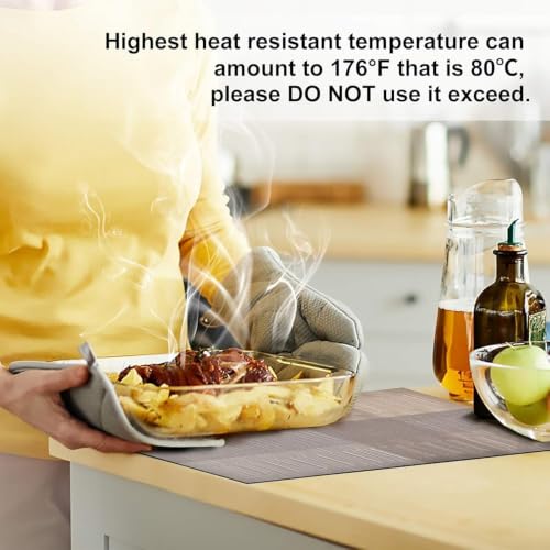 Image of GDNK Washable PVC Heat Resistant Colorful Place Mats for Kitchen Dining Table Mates Washable Heat-Resistant for Dining Table (4 Pack) (Brown & Gold)