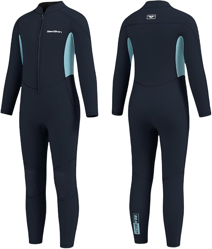 Seaskin 3mm Kids Wetsuit Thermal Swimsuits for Swimming Diving Surfing | Boys Girls Toddler Youth Neoprene Front Zip Wet Suits for Water Sports