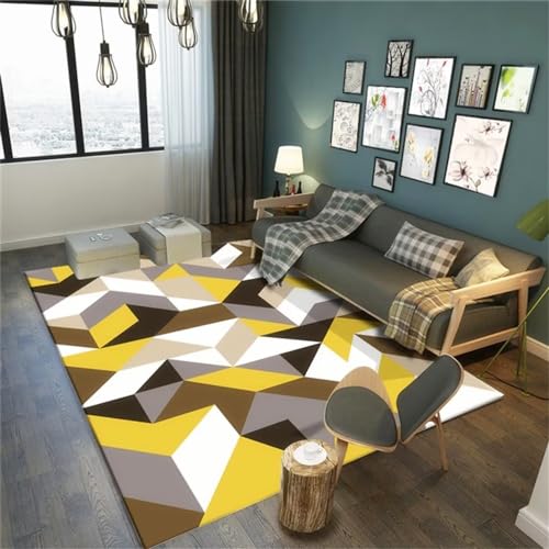 Tapis salle a manger géométrique irrégulier haut de gamme multicolore