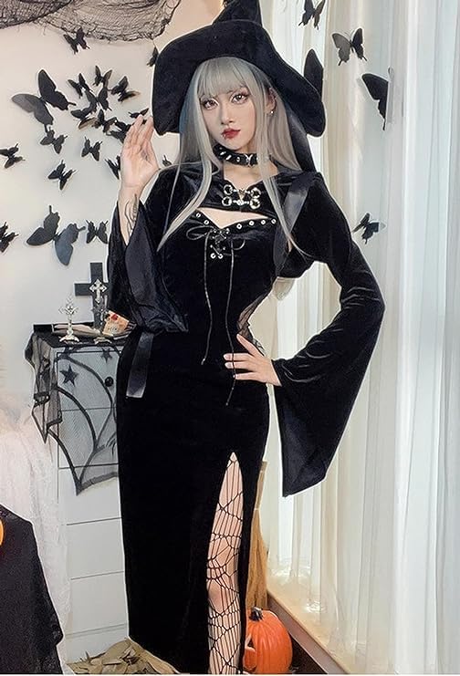 Amazon.co.jp: 【Sanjucos】 魔女 ゴースト フード付きベロアボレロ